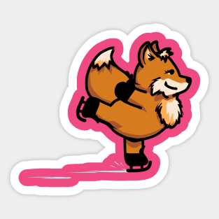 Fox on figure skates Sticker